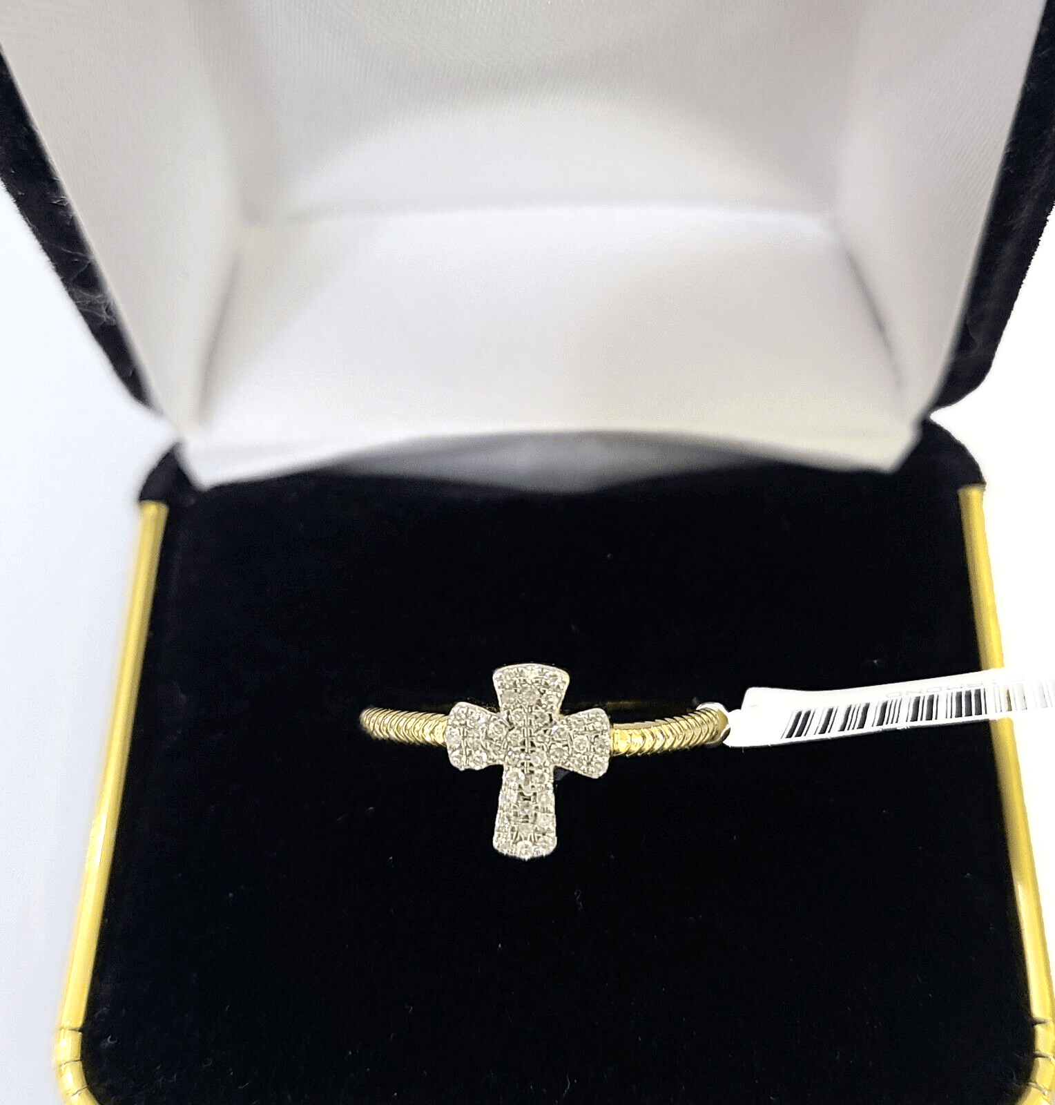 Real 10k Diamond Ladies Ring Jesus Cross Yellow Gold Women Casual - GoldenlinQ